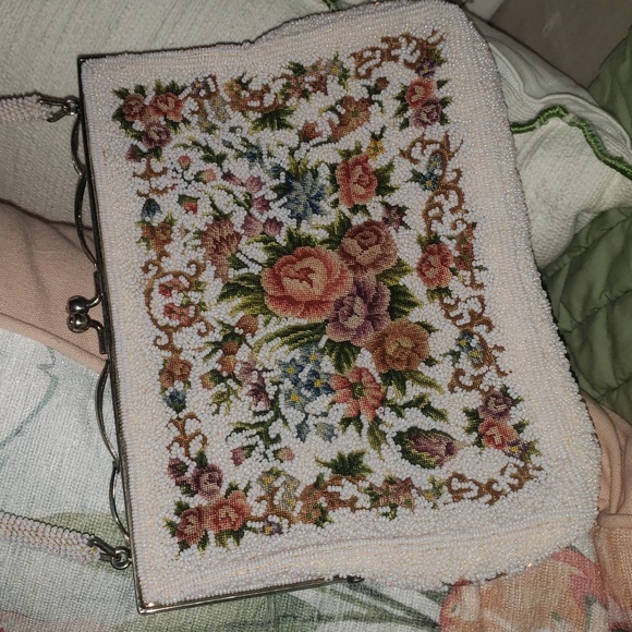 Antique Victorian French hand made embroidery beads evening purse - Picture 13 of 17